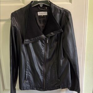 Calvin Klein Black Women's Vegan Moto Jacket. Women sz L.